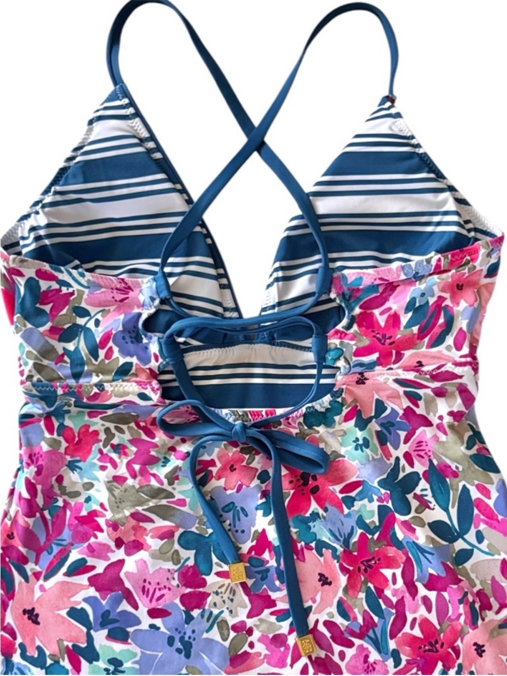 Tommy Bahama Watercolor Floral Reversible Halter Tankini Top - Picture 8 of 14